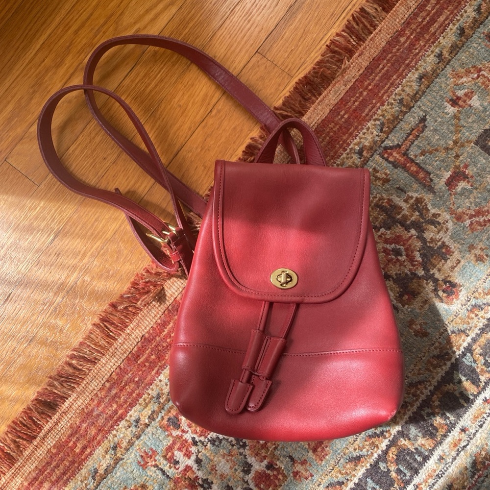 Vintage Coach Red Leather Daypack Backpack No. 9960